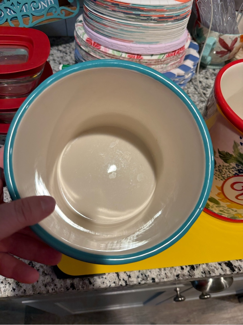 Red Polka Dot Utensils Holder with Aqua Rim - Picture 2 of 3